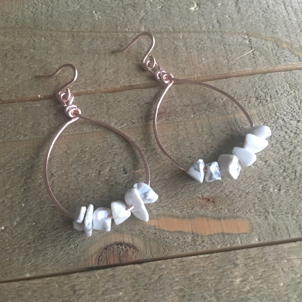 3 for $30 Rose Gold White Howlite Earrings - Picture 2 of 3